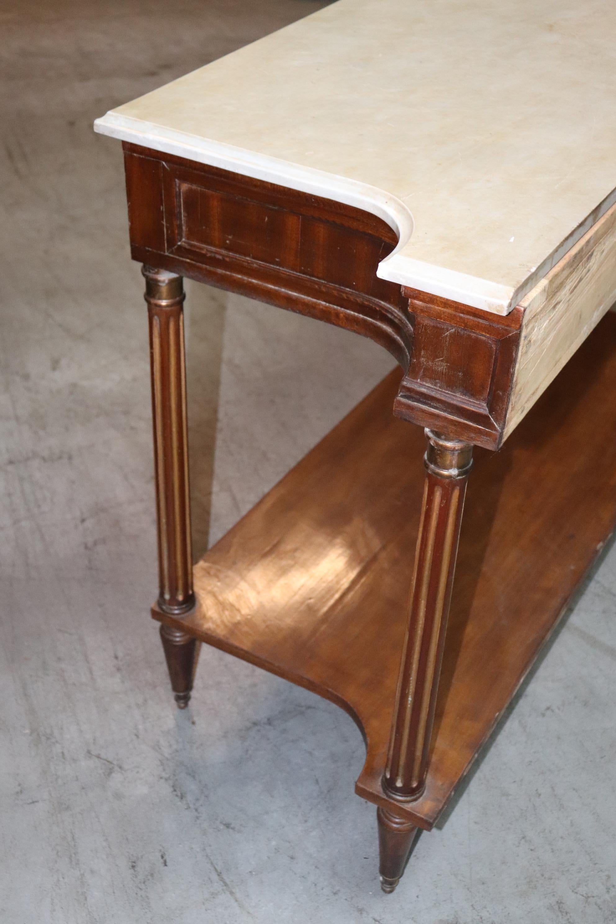 Antique 1870s era French Directoire Louis XVI Marble Top Console Table  14