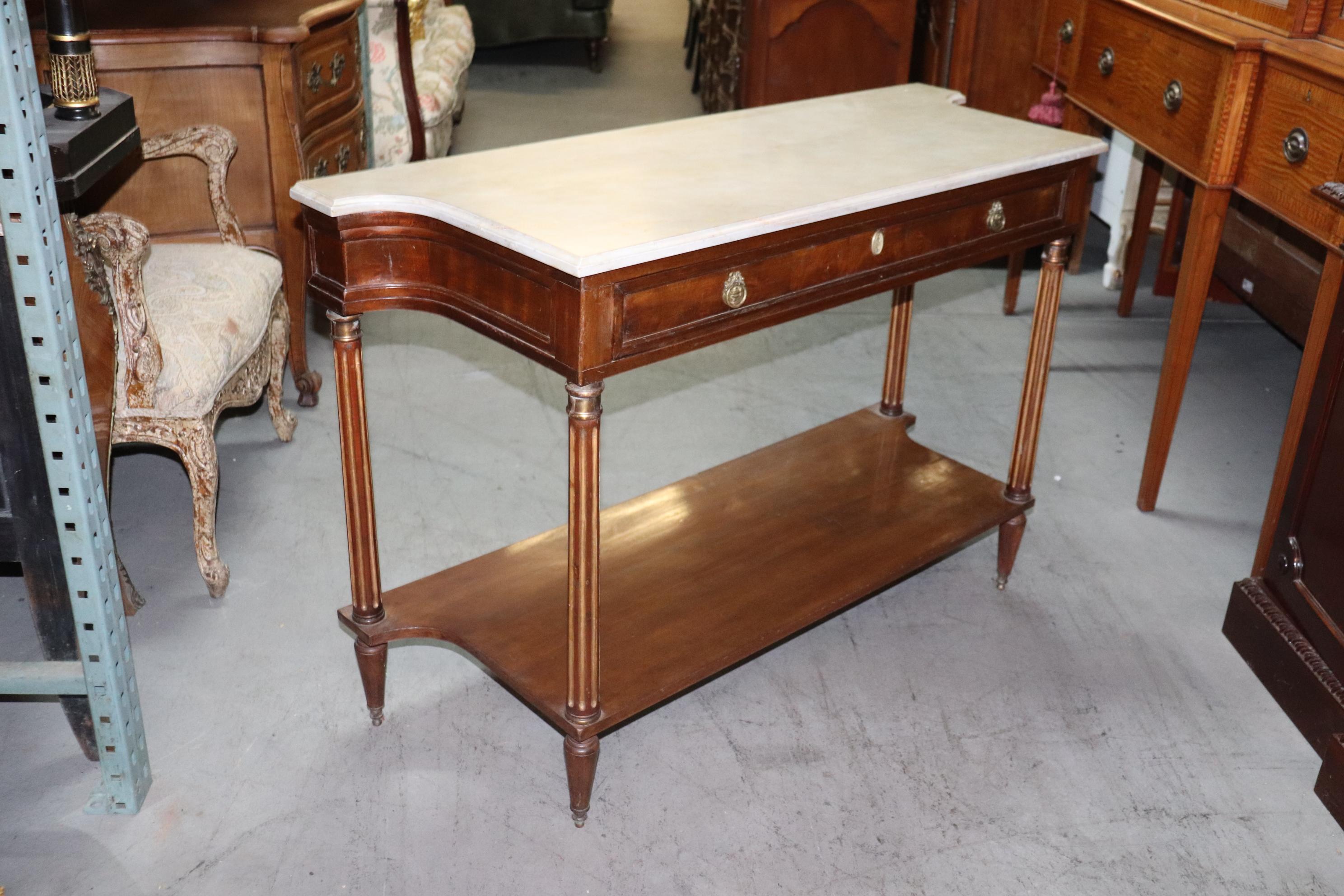Antique 1870s era French Directoire Louis XVI Marble Top Console Table  In Good Condition In Swedesboro, NJ