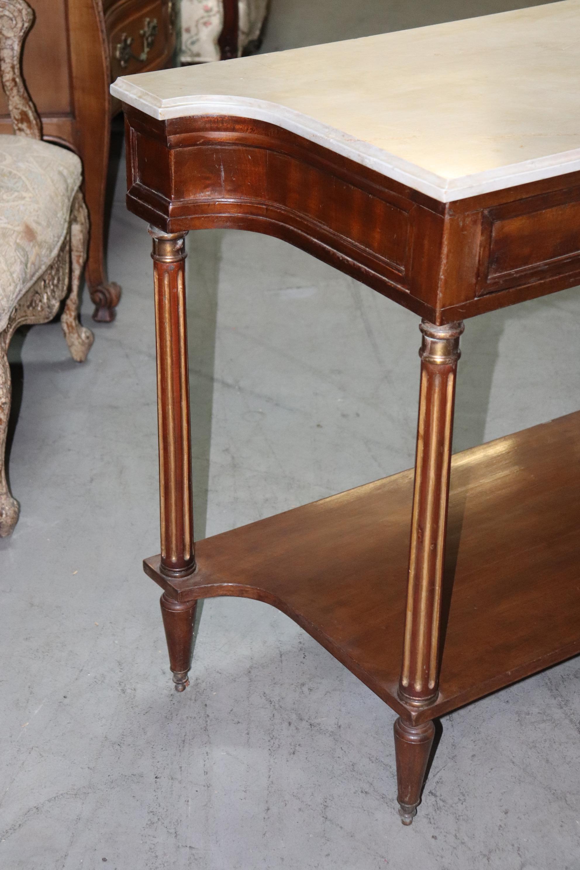 Late 19th Century Antique 1870s era French Directoire Louis XVI Marble Top Console Table 