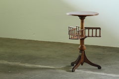 Antique 1870s Late Victorian Walnut Parlor Table with Canterbury Magazine