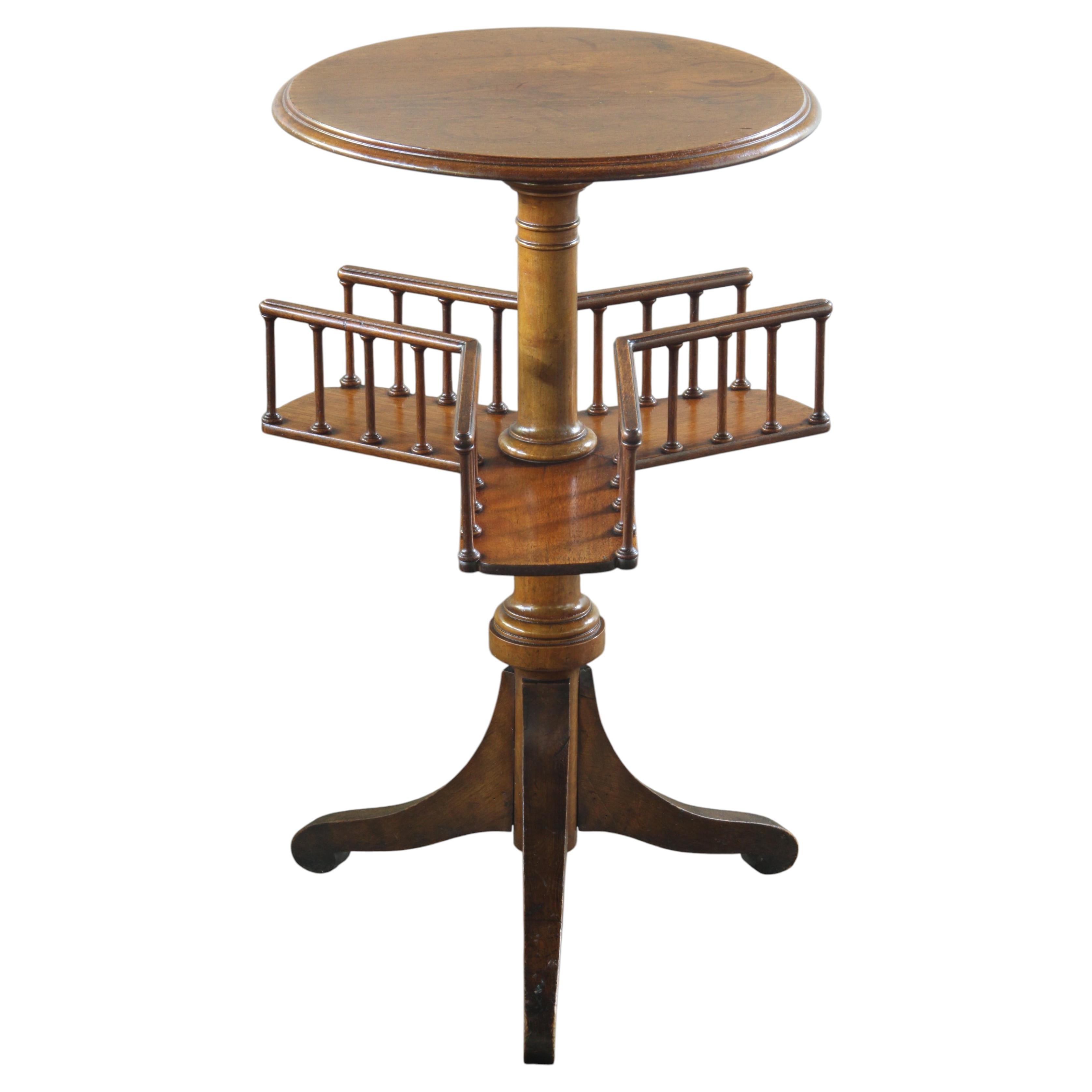Antique 1870s Late Victorian Walnut Parlor Table with Canterbury Magazine For Sale