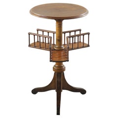 Antique 1870s Late Victorian Walnut Parlor Table with Canterbury Magazine