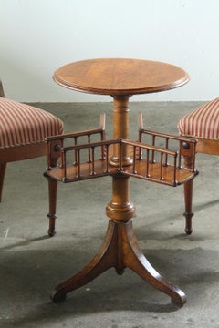 Antique 1870s, Pair of Mahogany Chairs and Walnut Canterbury Side Table Set of 3
