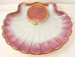 Antique 1870's Pickman-Seville Porcelain Pink & Gold Shell Water Pitcher & Basin