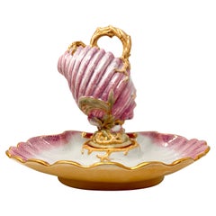 Antique 1870's Pickman-Seville Porcelain Pink & Gold Shell Water Pitcher & Basin