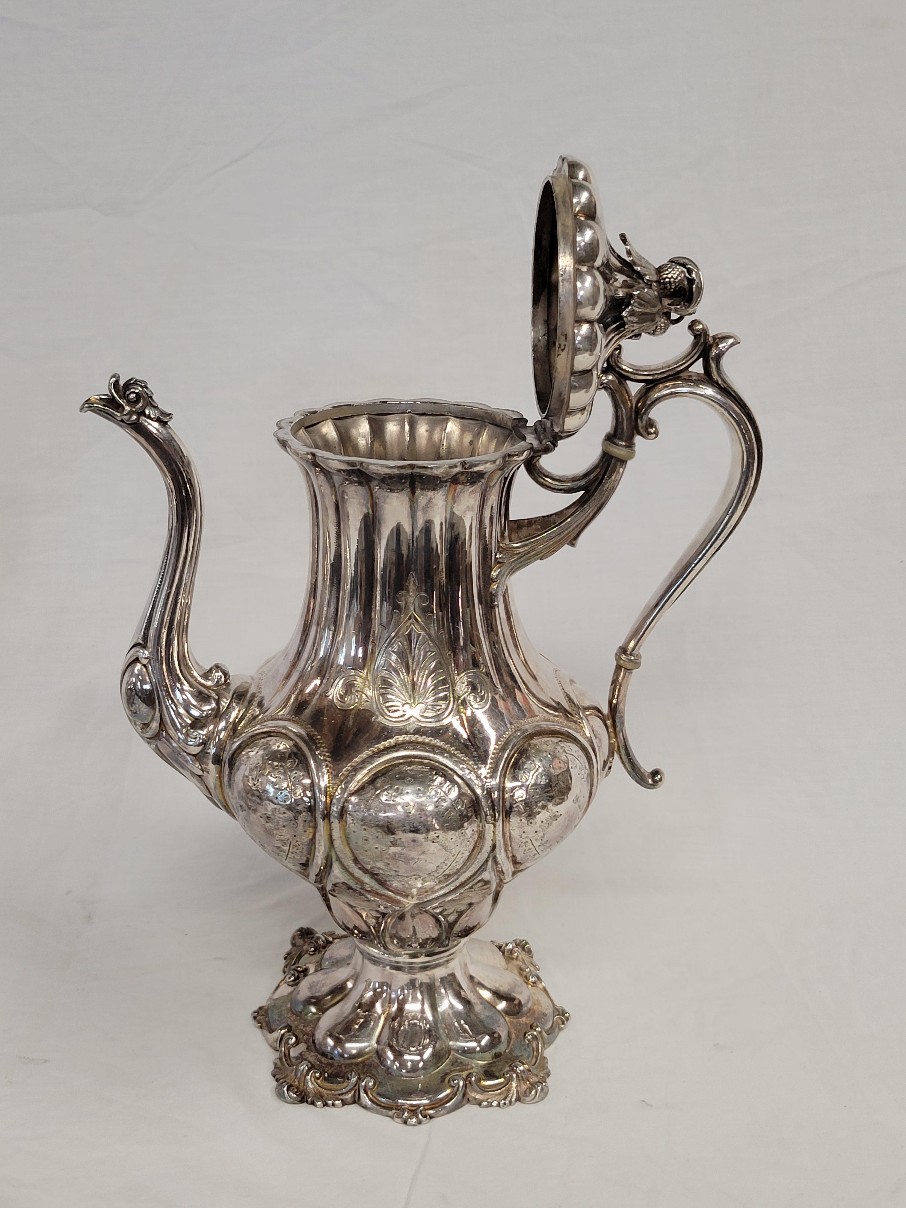 Placcato argento Antico set da tè e caffè in argento Redfield & Rice del 1870 in vendita