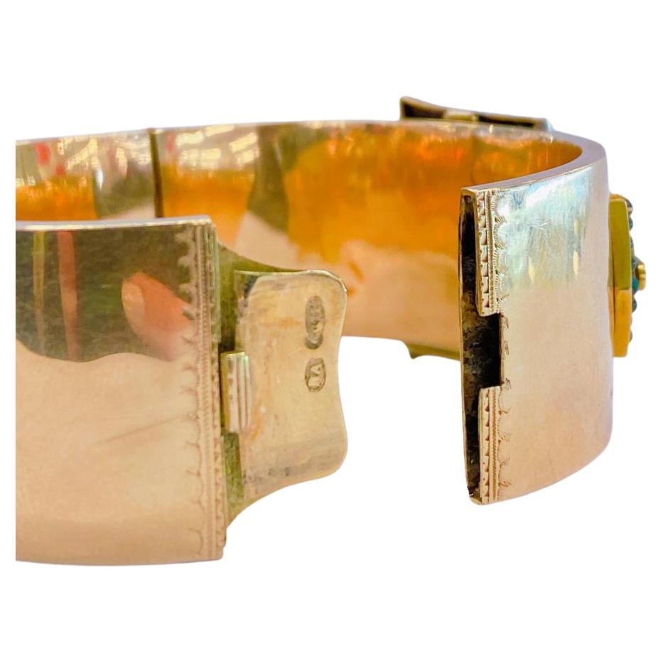 Antike 1873.c Russisch Smaragd und Perle Gold Medaillon Armreif Armbänder im Angebot 2