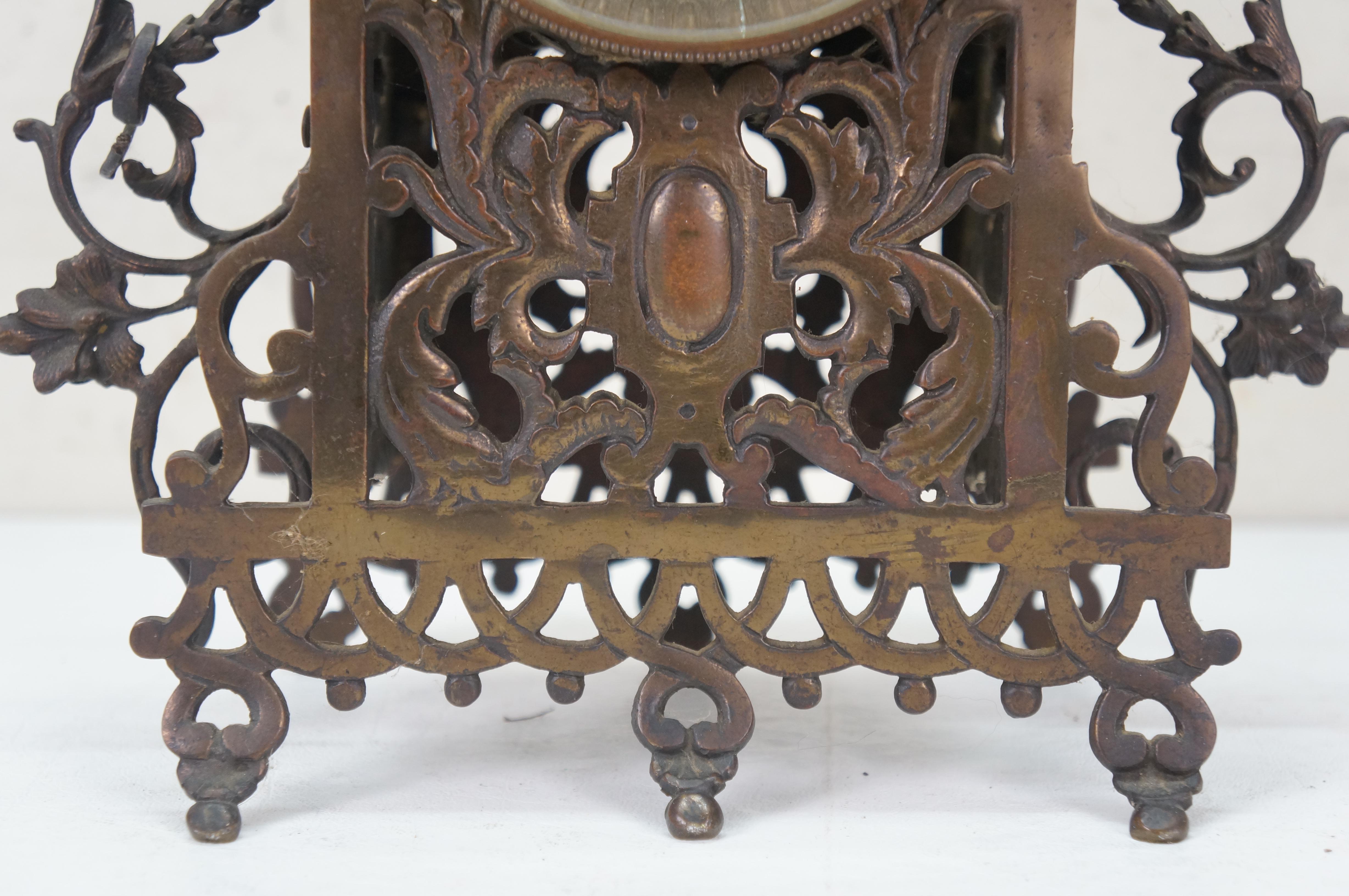 Antique 1874 French Bronze Reticualted Fleur de Lis Mantel Clock 15