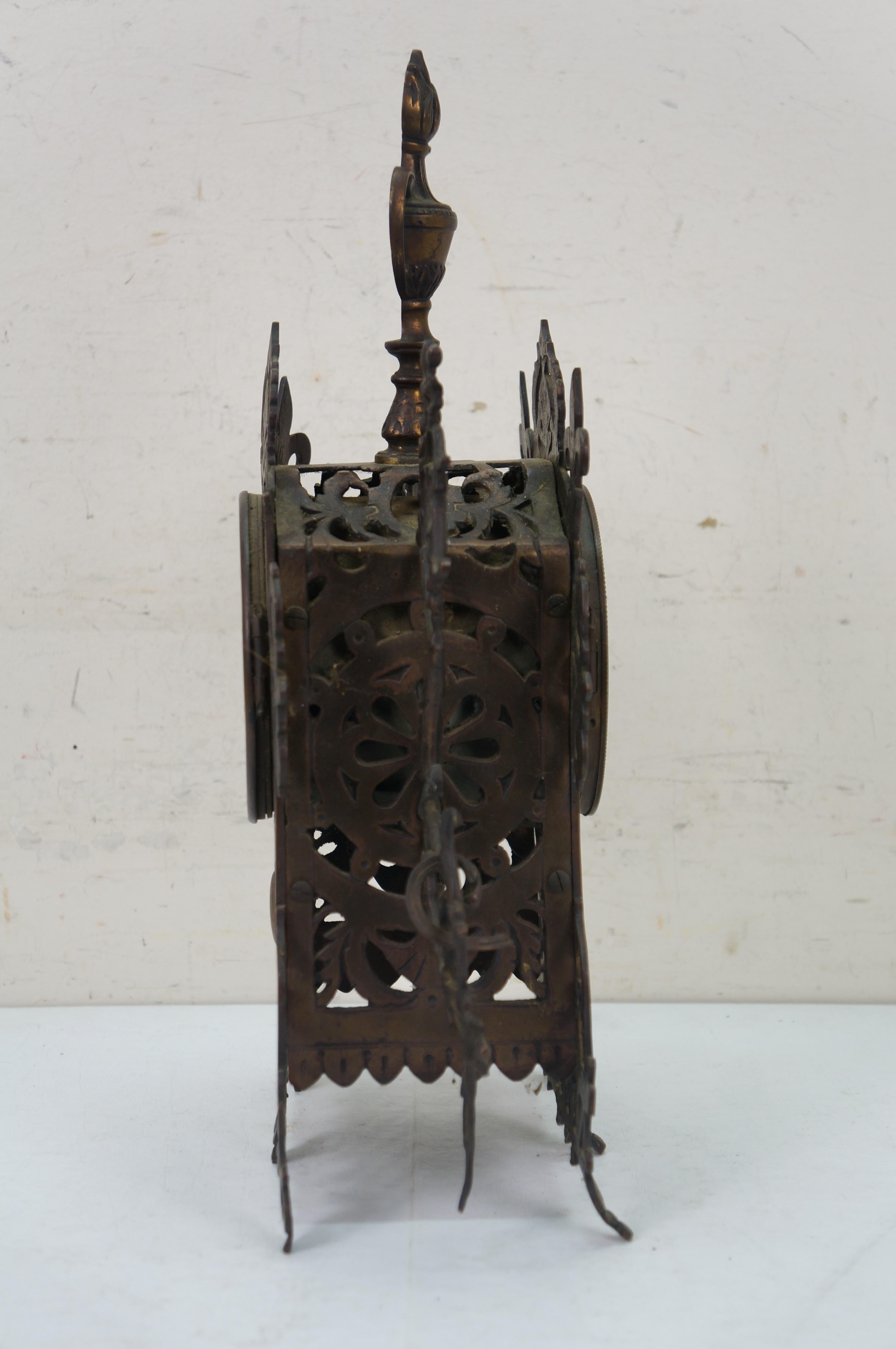 Antique 1874 French Bronze Reticualted Fleur de Lis Mantel Clock 15