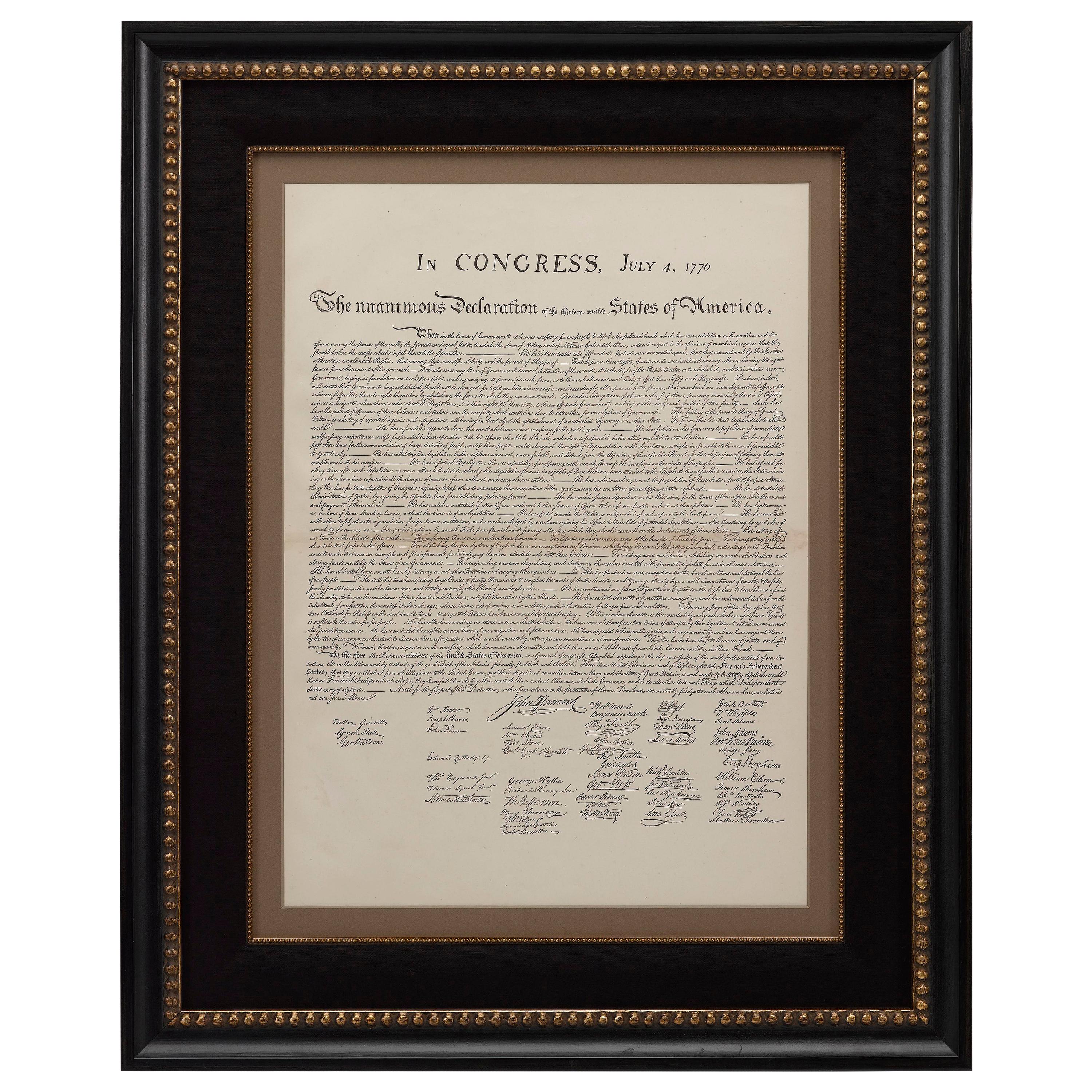 1877 Declaration of Independence, Antique Foldout