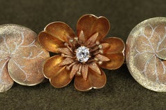 Antike 1879 Alte Mine Cut Diamond viktorianischen Japonesque-Stil Floral Brosche