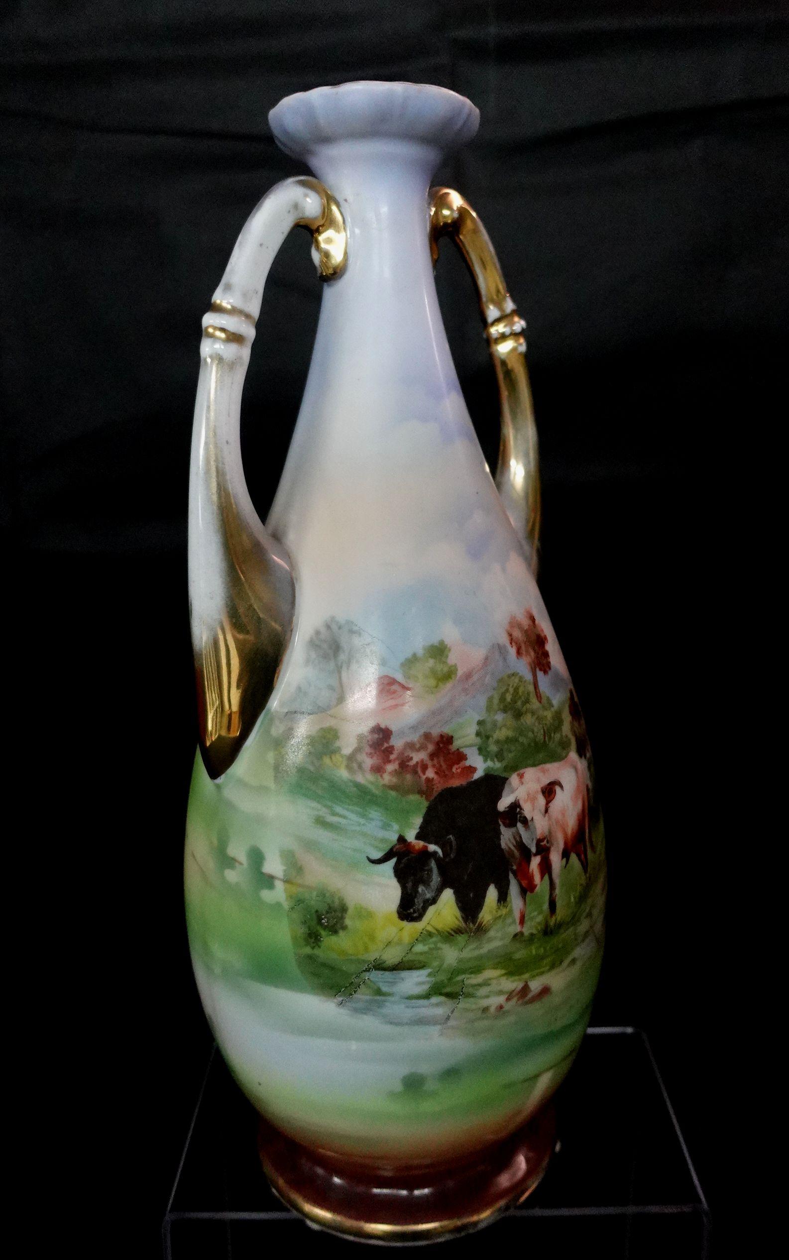 Hand-Painted Antique 1890s Victoria Austria Vase 