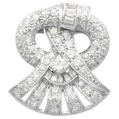 Antique 1.88 Carat Diamond and Platinum Brooch Art Deco, Circa 1925