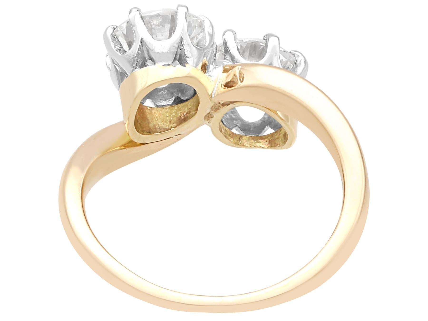 Women's or Men's Antique 1.88 Carat Diamond and Yellow Gold Twist Ring For Sale