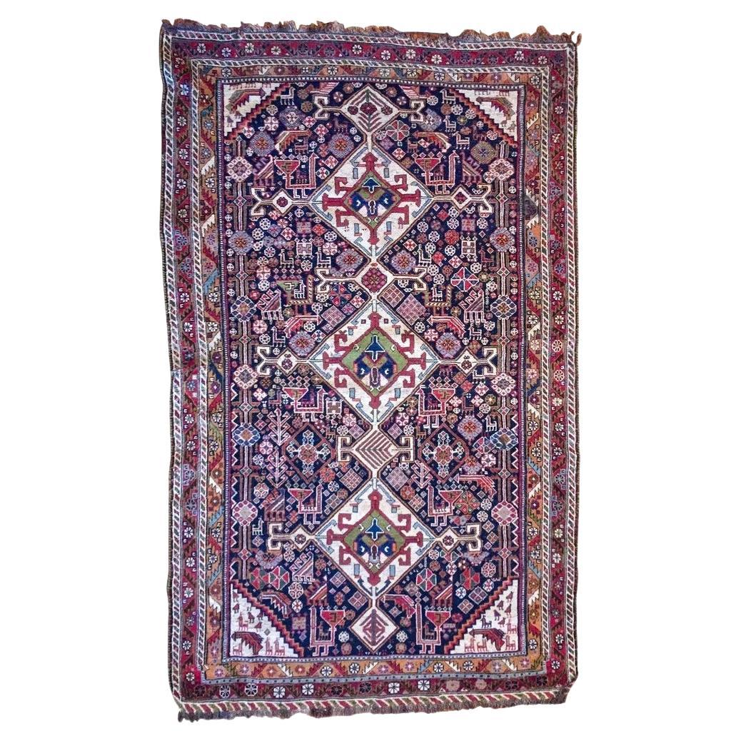 Antique 1880-1890 Persian Qashqai Rug  For Sale