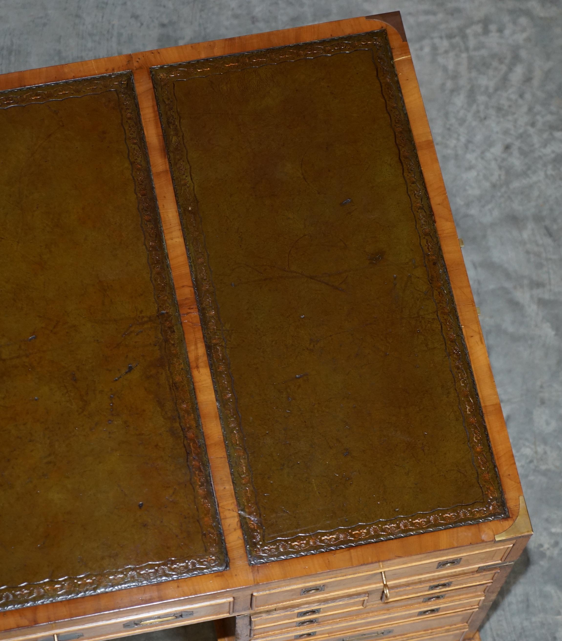 Antique 1880 Double Sided 15 Drawer 2 Cupboard Burr Elm Military Campaign Desk 4