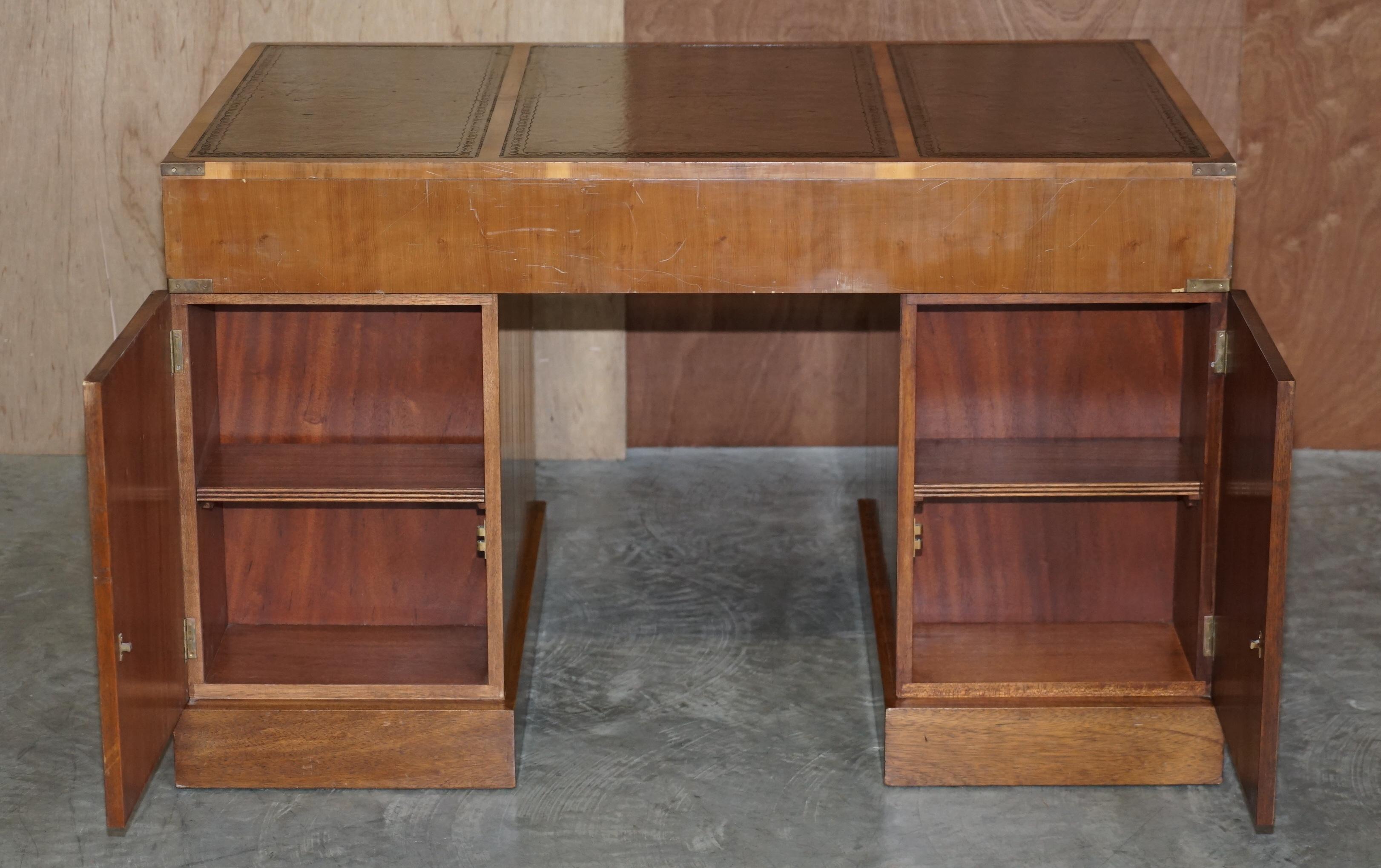 Antique 1880 Double Sided 15 Drawer 2 Cupboard Burr Elm Military Campaign Desk 7