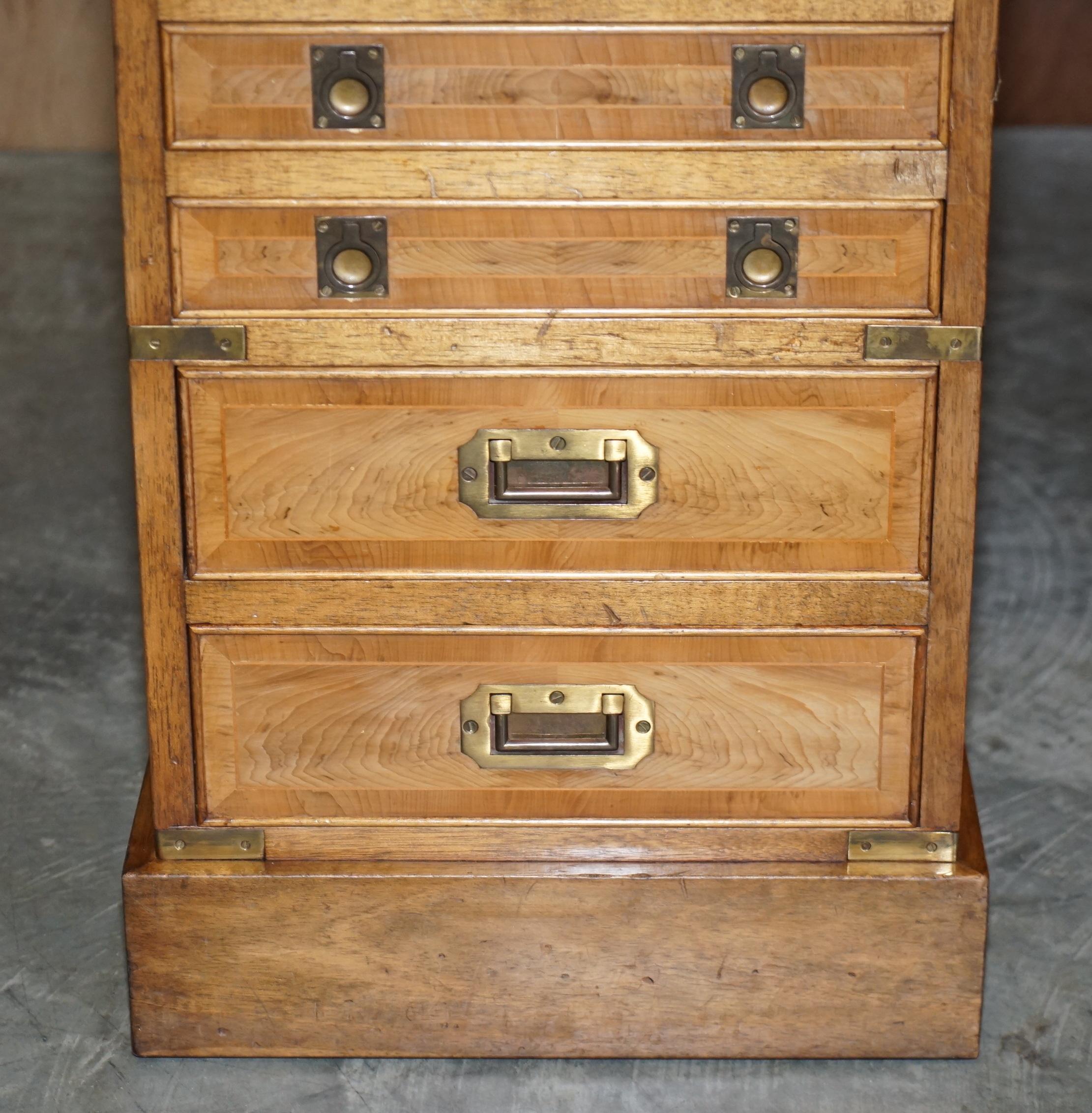 Hand-Crafted Antique 1880 Double Sided 15 Drawer 2 Cupboard Burr Elm Military Campaign Desk