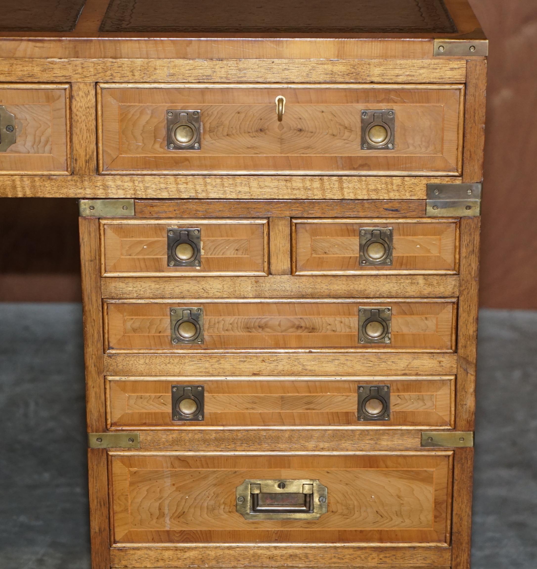 Antique 1880 Double Sided 15 Drawer 2 Cupboard Burr Elm Military Campaign Desk 1