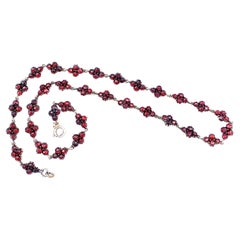 Vintage 1880 Garnet Necklace Silver Gilt Bohemian Garnets