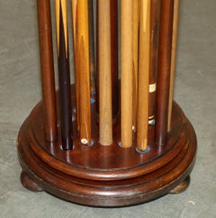 ANTiQUE 1880 HARDWOOD REVOLVING SNOOKER CUE STAND 18 CUES SIR WILLIAM BENTLEY