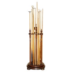 ANTiQUE 1880 STAND REVOLVING SNOOKER CUE STAND 18 CUES SIR WILLIAM BENTLEY