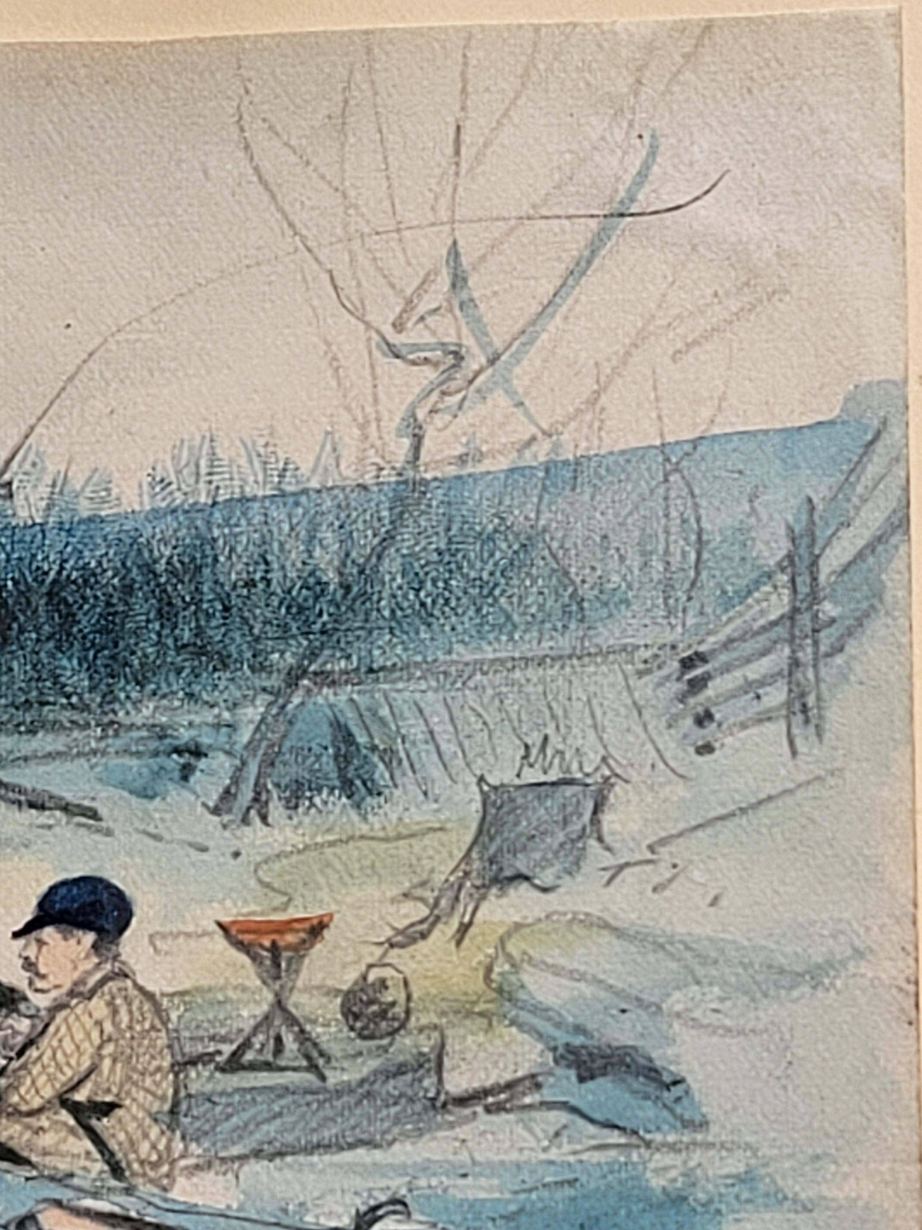 Ilustración antigua de 1880 de Trenton, Alabama, campamento con la familia Thornton en venta 4