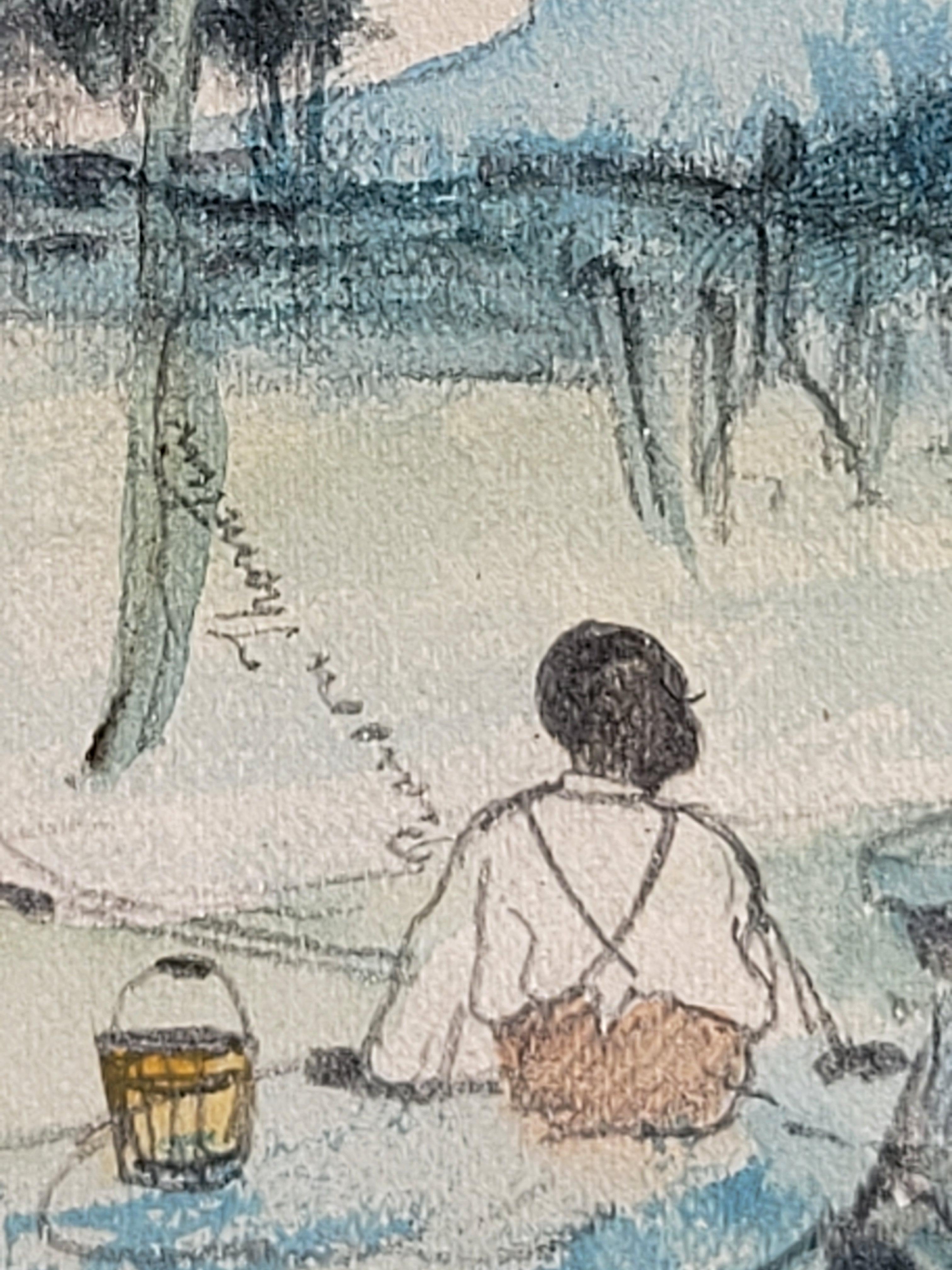 Ilustración antigua de 1880 de Trenton, Alabama, campamento con la familia Thornton Estadounidense en venta