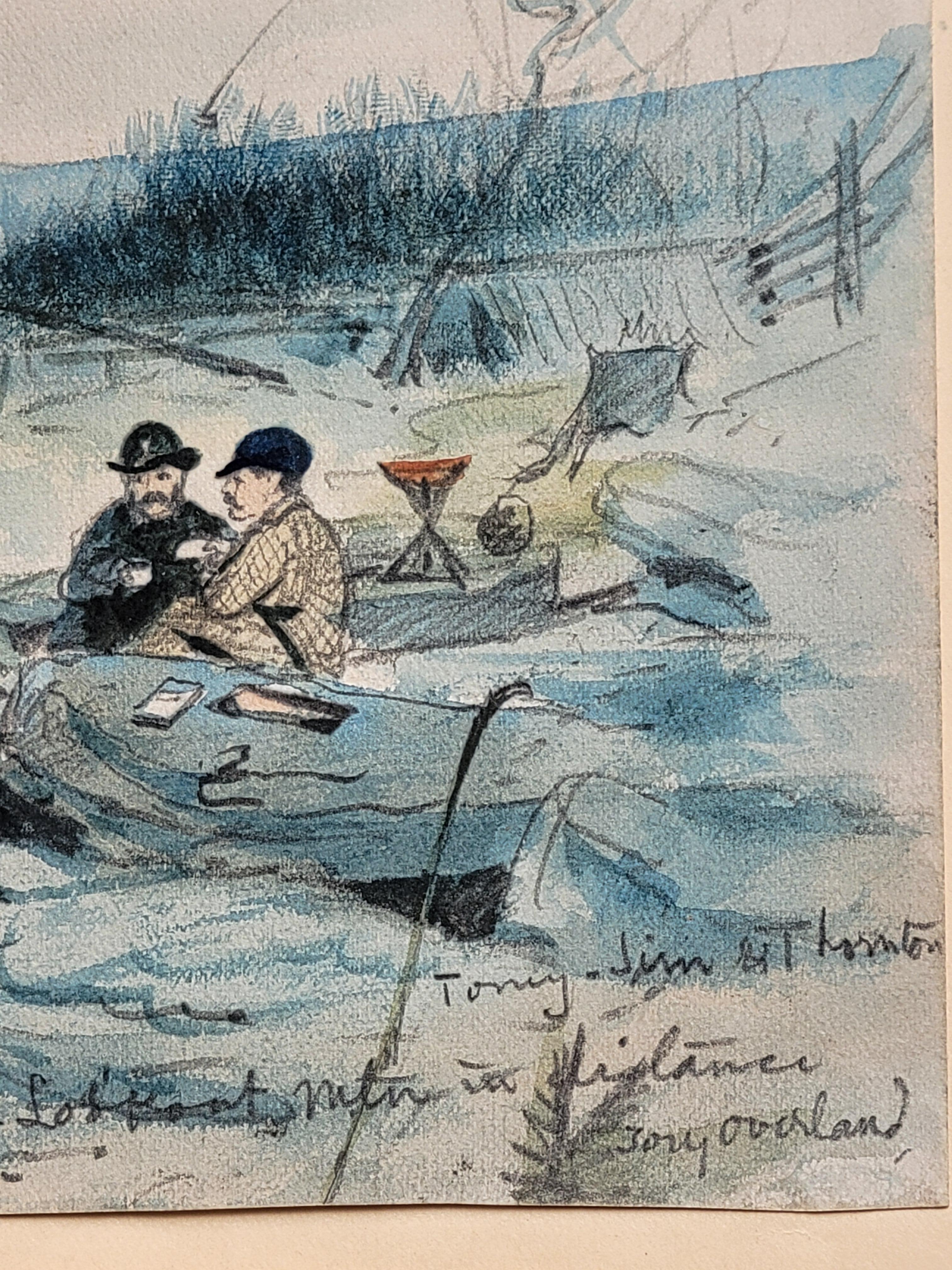 Ilustración antigua de 1880 de Trenton, Alabama, campamento con la familia Thornton en venta 1