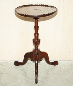 Antique 1880 Sheraton Revival Hardwood Tripod Side End Lamp Wine Table