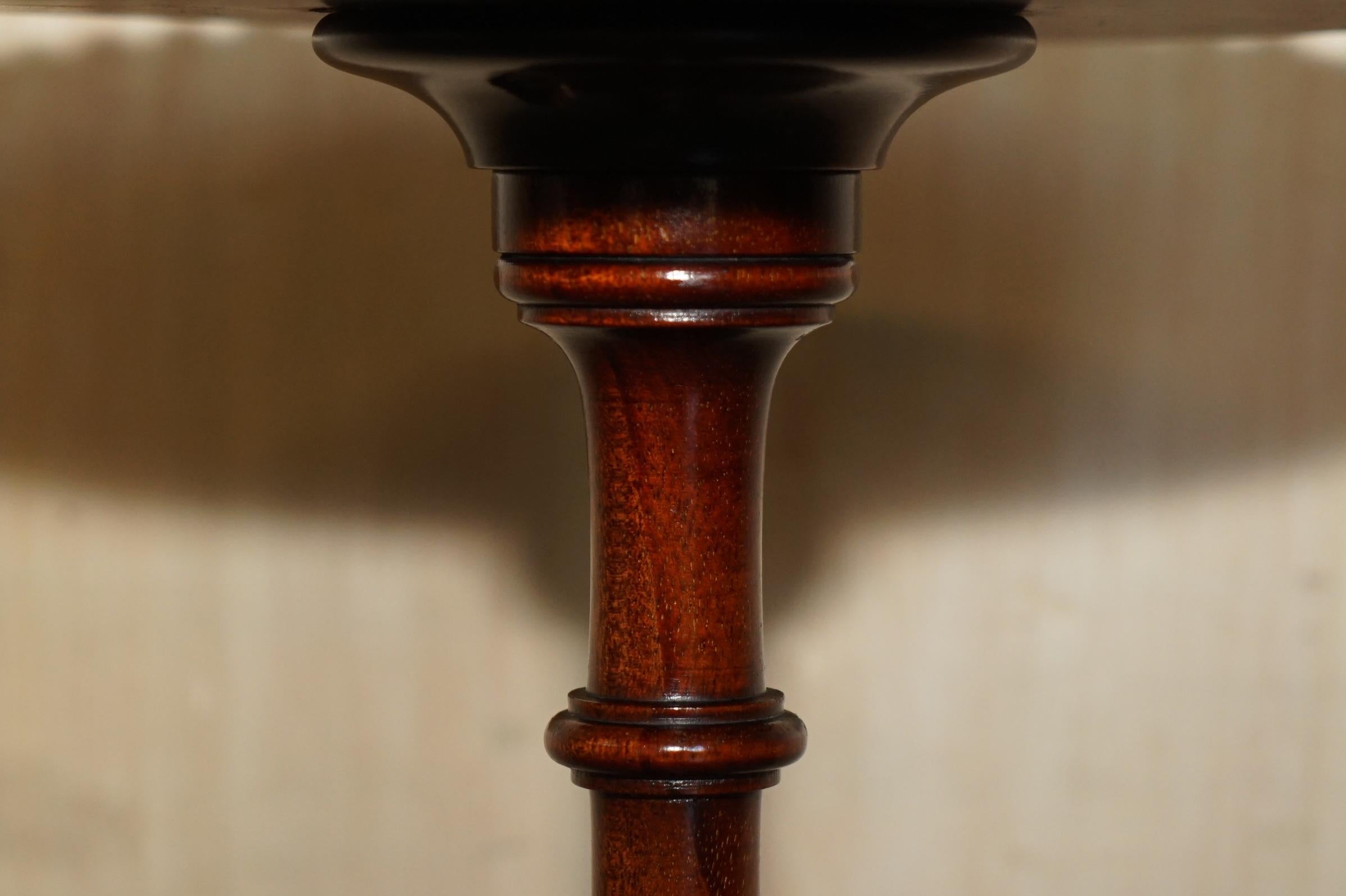 Late 19th Century Antique 1880 Sheraton Revival Hardwood Tripod Side End Lamp Wine Table For Sale