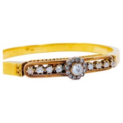 Bracelet jonc russe ancien en or avec diamants taille vieille mine, 1880