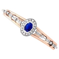 Antico bracciale in oro rosa del 1880 con zaffiro taglio ovale da 2,46 carati e diamante da 1,05 carati