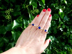 1880s Austrian Basaltic Sapphire and Diamond Yellow Gold Bracelet