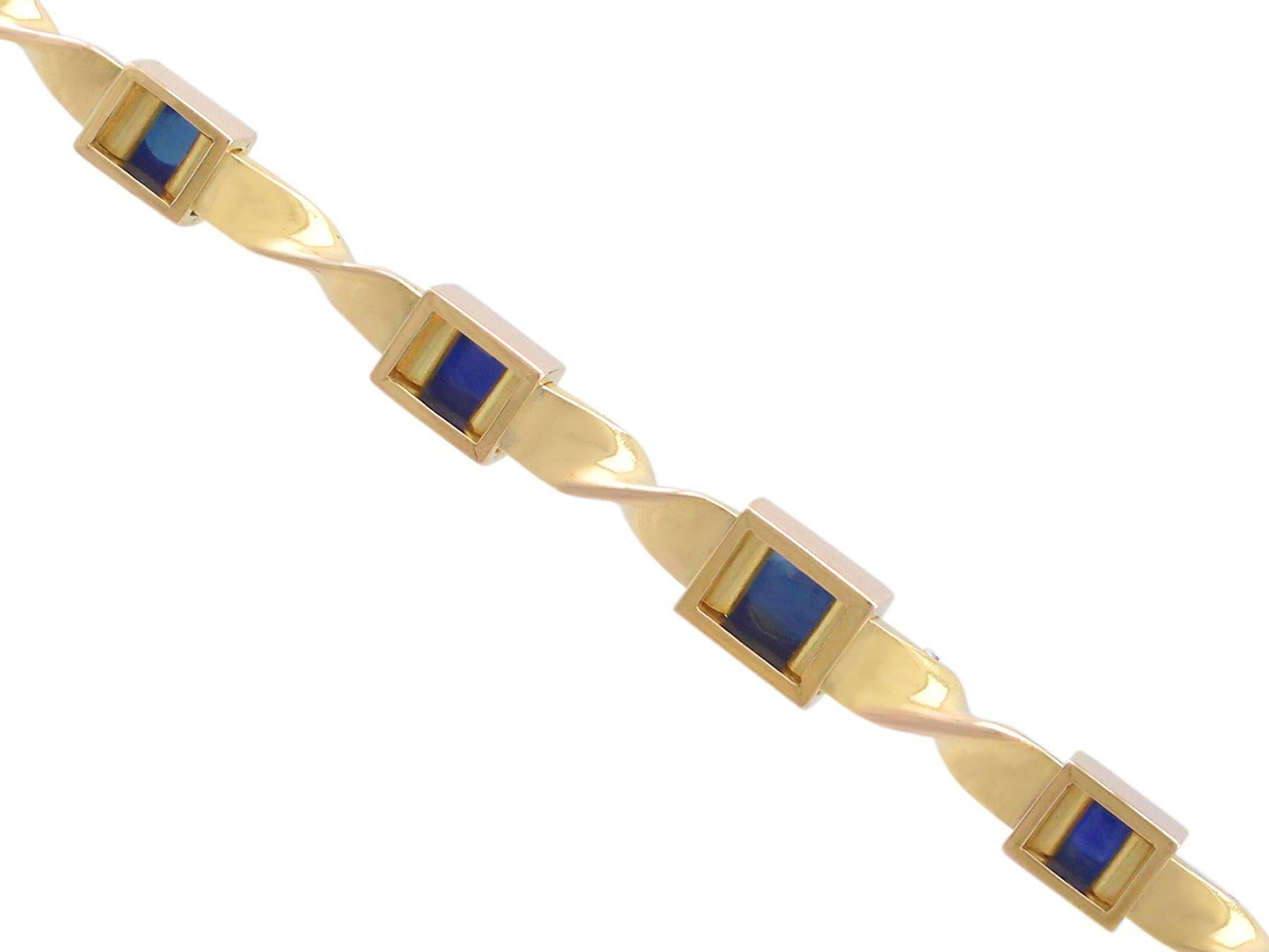 1880s Austrian Basaltic Sapphire and Diamond Yellow Gold Bracelet In Excellent Condition For Sale In Jesmond, Newcastle Upon Tyne