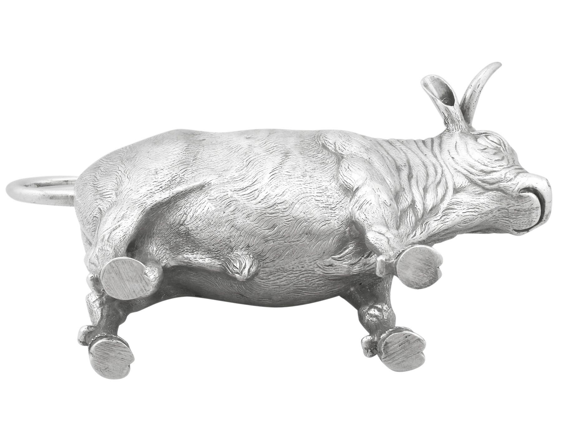 Antique 1880s Continental Sterling Silver Cow Creamers For Sale 7