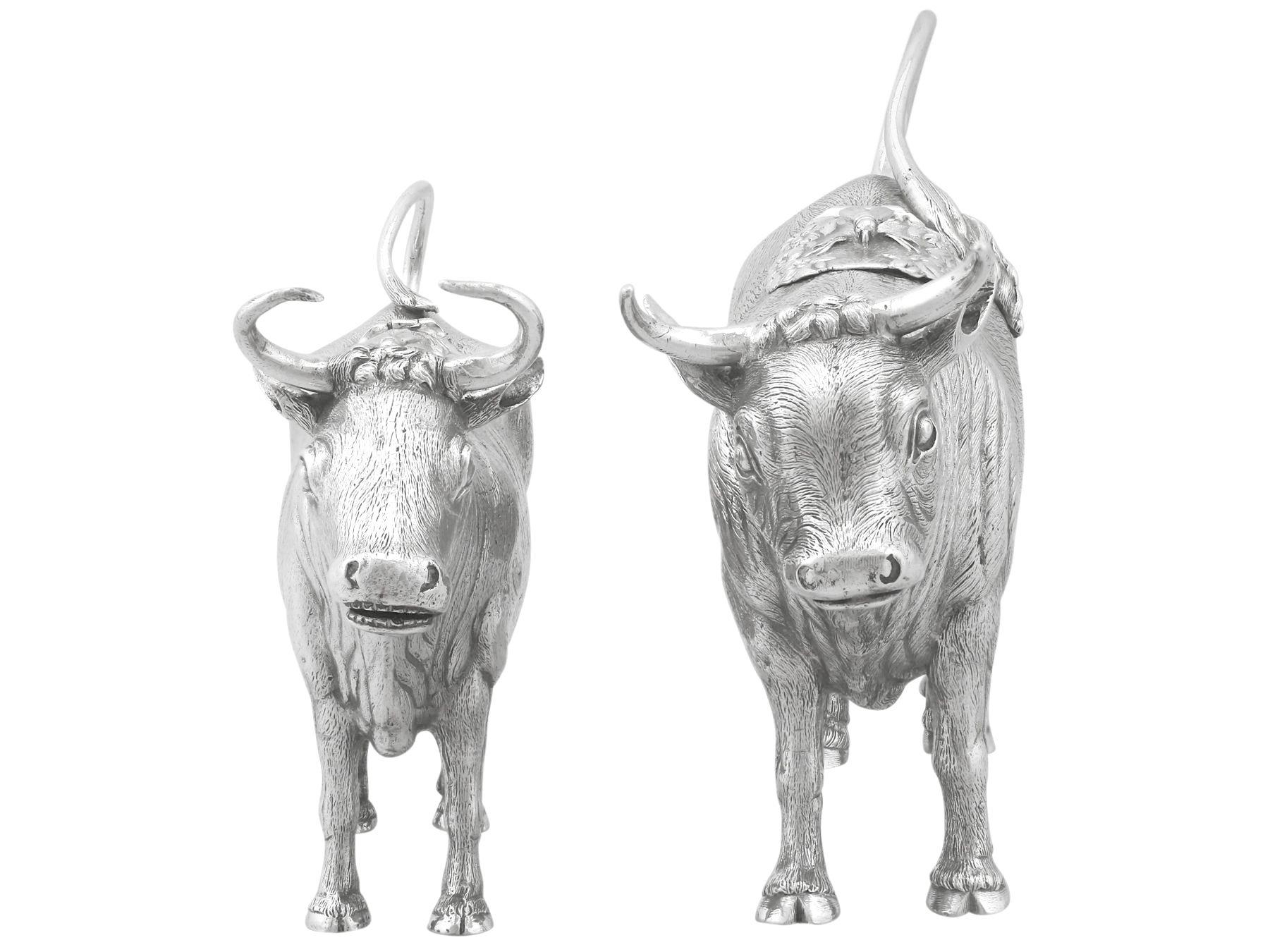 Antique 1880s Continental Sterling Silver Cow Creamers In Excellent Condition For Sale In Jesmond, Newcastle Upon Tyne