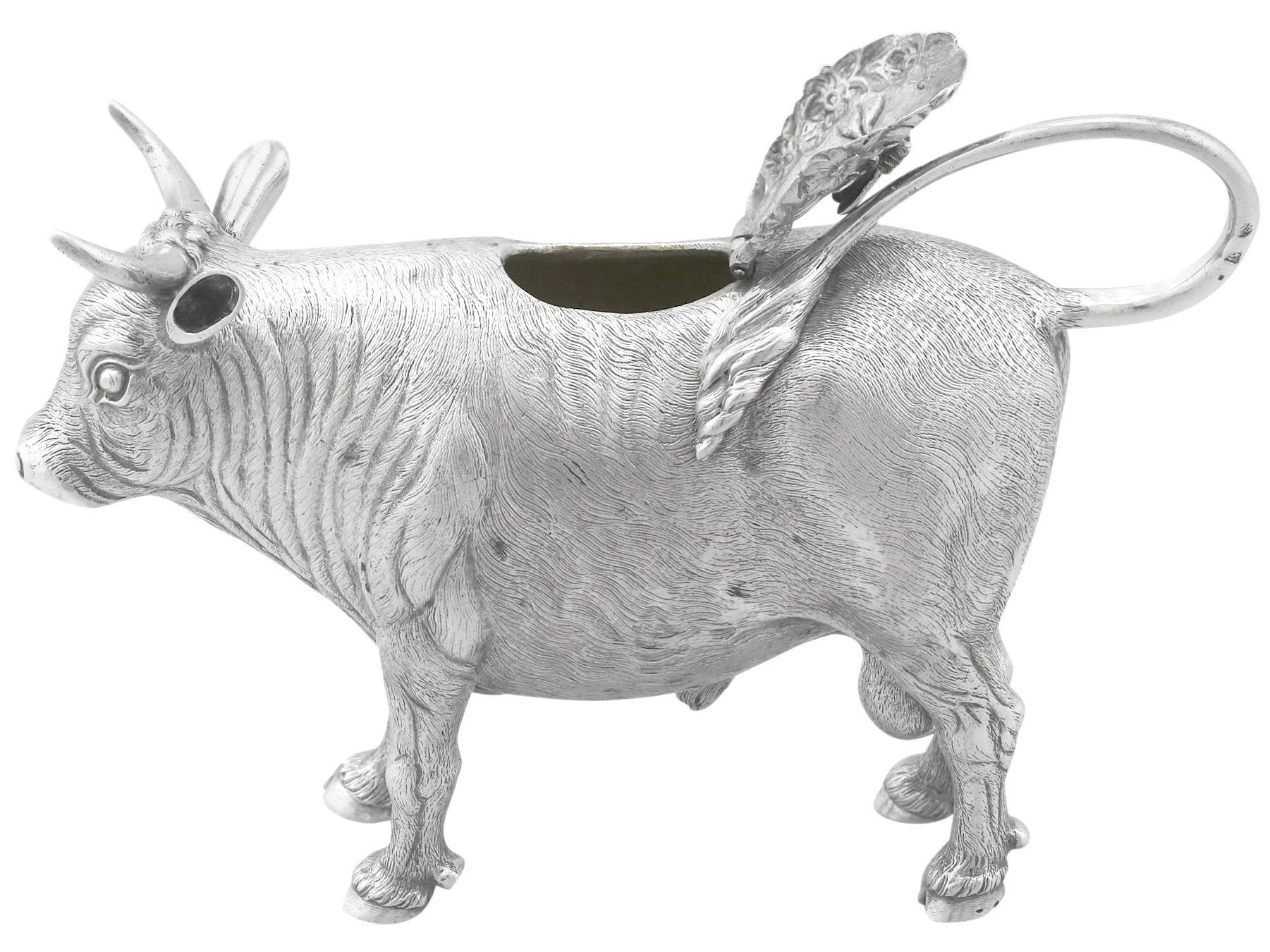 Antique 1880s Continental Sterling Silver Cow Creamers For Sale 2