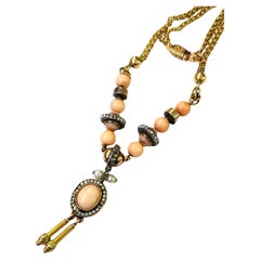 Antique 1880s Coral Gold Necklace