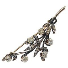 Antique 1880s Diamond Trimplant Russian Gold Brooch