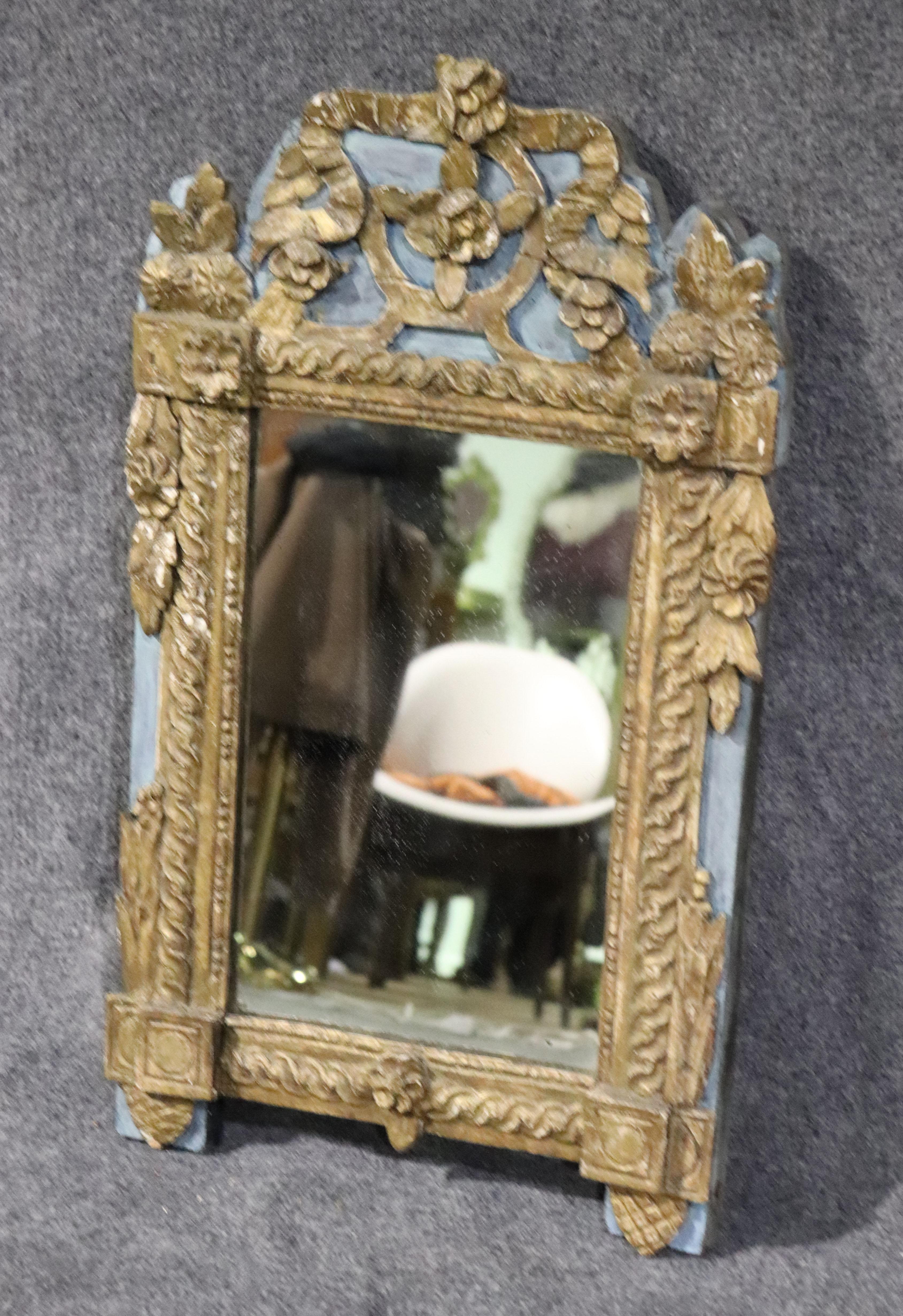 Neoclassical Antique 1880s Era Italian Venetian Gilded Painted Mirror