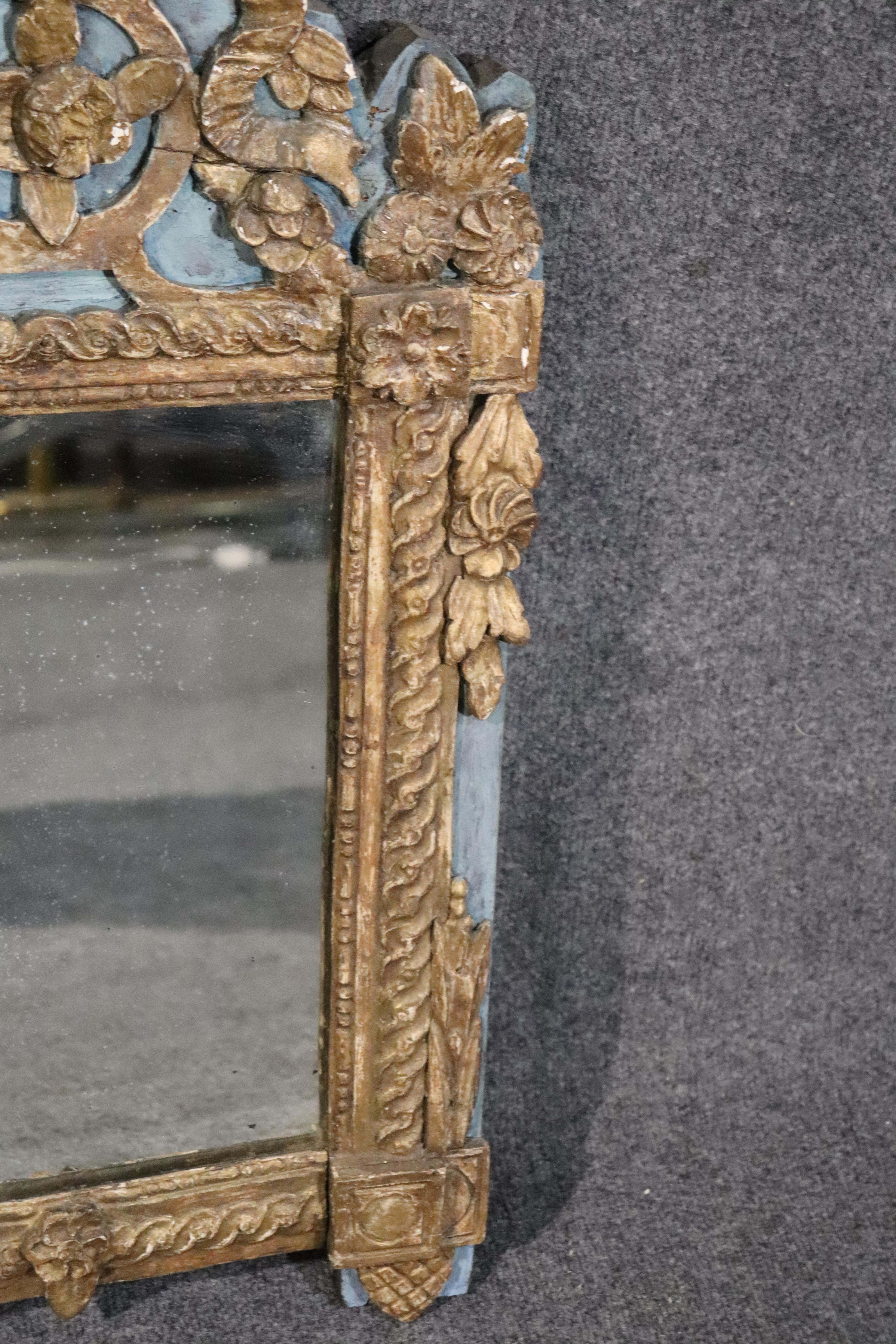 Late 19th Century Antique 1880s Era Italian Venetian Gilded Painted Mirror