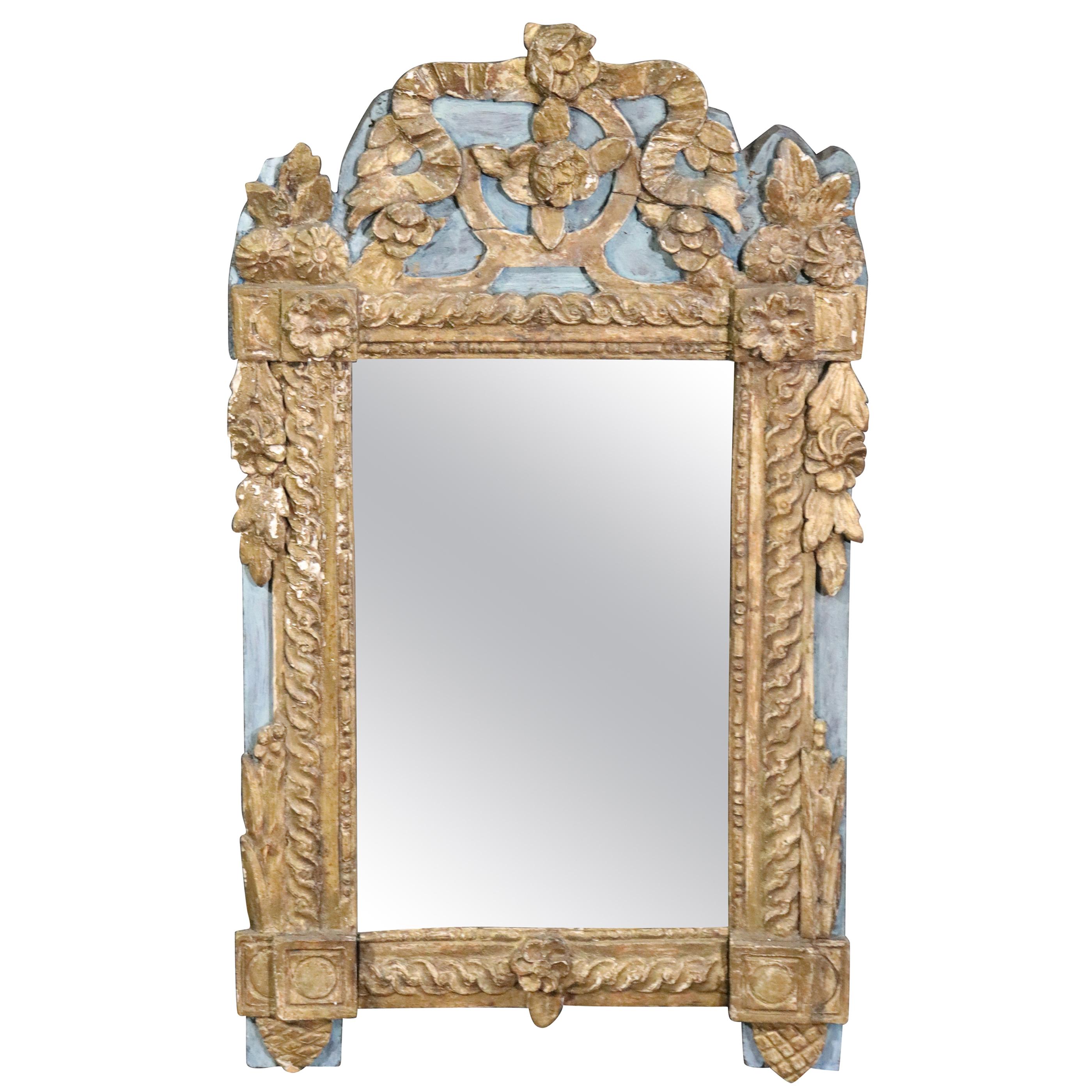 Antique 1880s Era Italian Venetian Gilded Painted Mirror