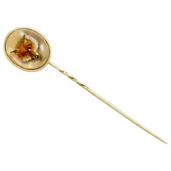 Antique 1880s Essex Crystal and Yellow Gold Pin Brooch