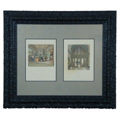 Antique 1880s Firmin Didot Hollande Romain Architectural Lithograph Diptych 31"