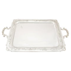 Antique 1880s Indian Silver Two-Handled Tea Tray