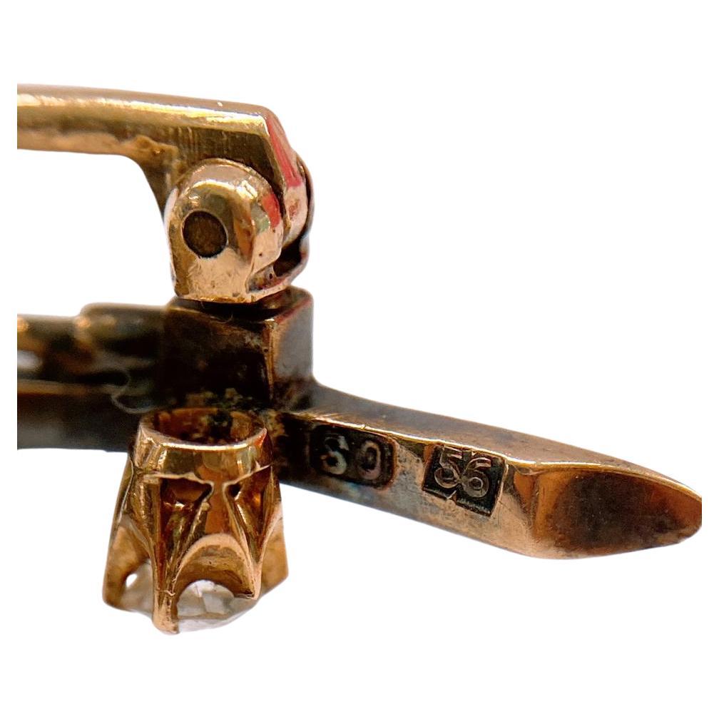 De las mujeres Antiguo Broche de Oro Ruso de 1880 Lirio de los valles Diamante tallado en mina antigua en venta