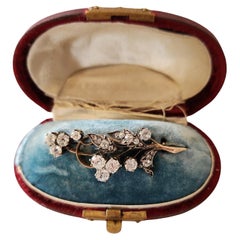 Antique 1880s Old Mine Cut Diamond Russian Gold Brooch