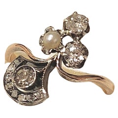Vintage 1880s Old Mine Cut Diamond Russian Ring