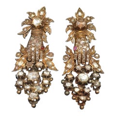 Antique 1880s Rose Cut Diamond Gold Brooch